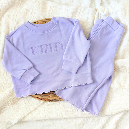 Girls Scalloped Sweatshirt Set