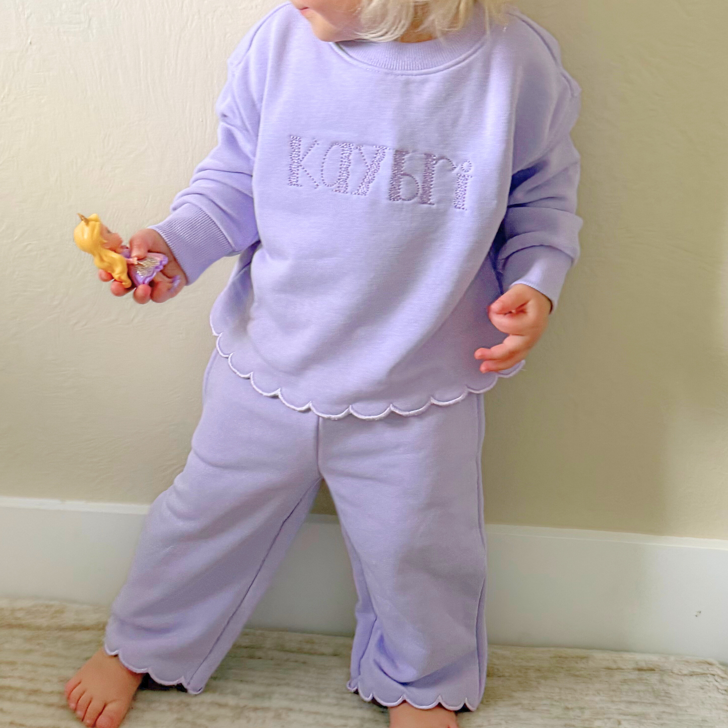 Girls Scalloped Sweatshirt Set