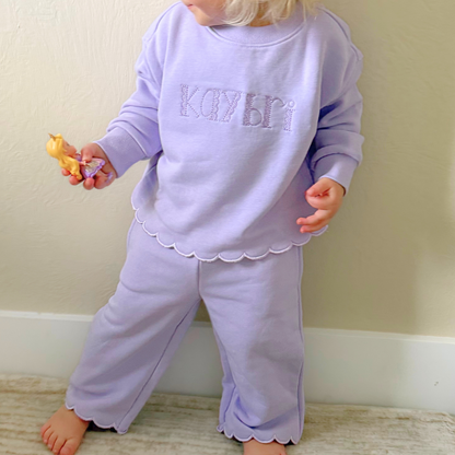 Girls Scalloped Sweatshirt Set