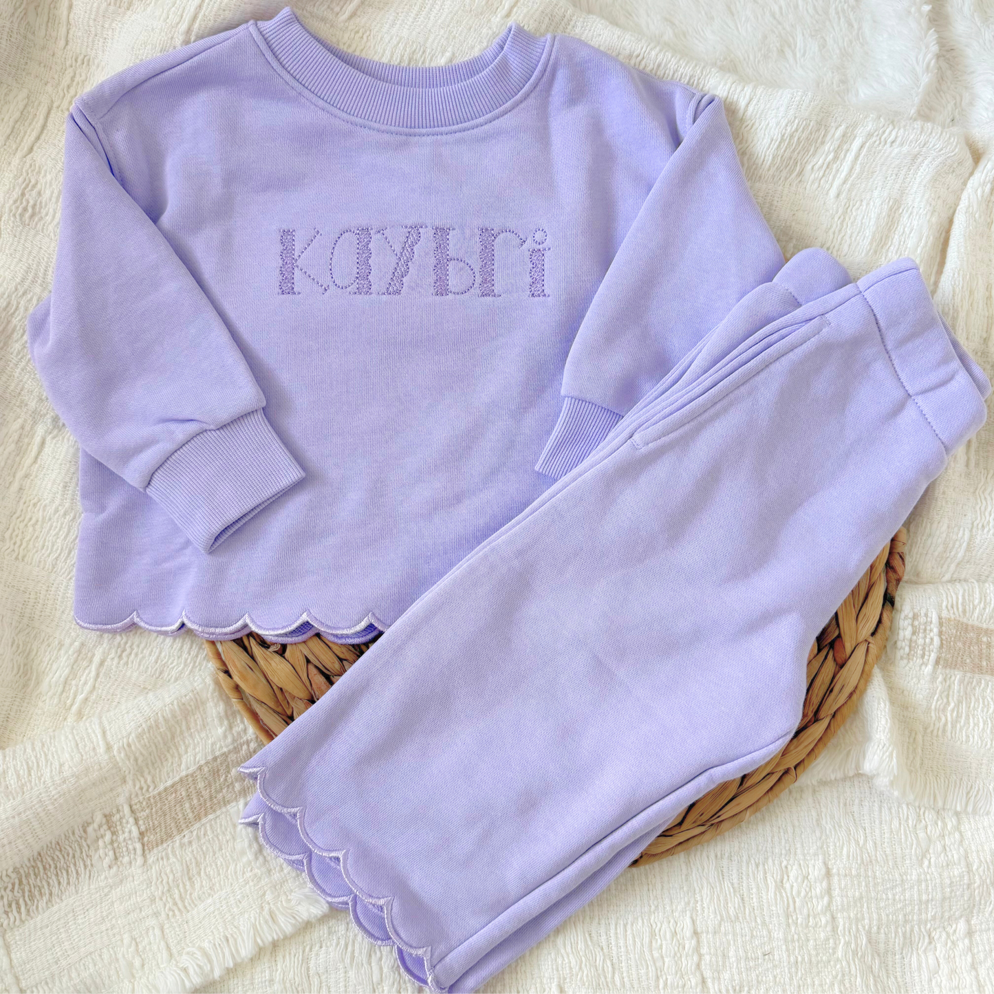 Girls Scalloped Sweatshirt Set