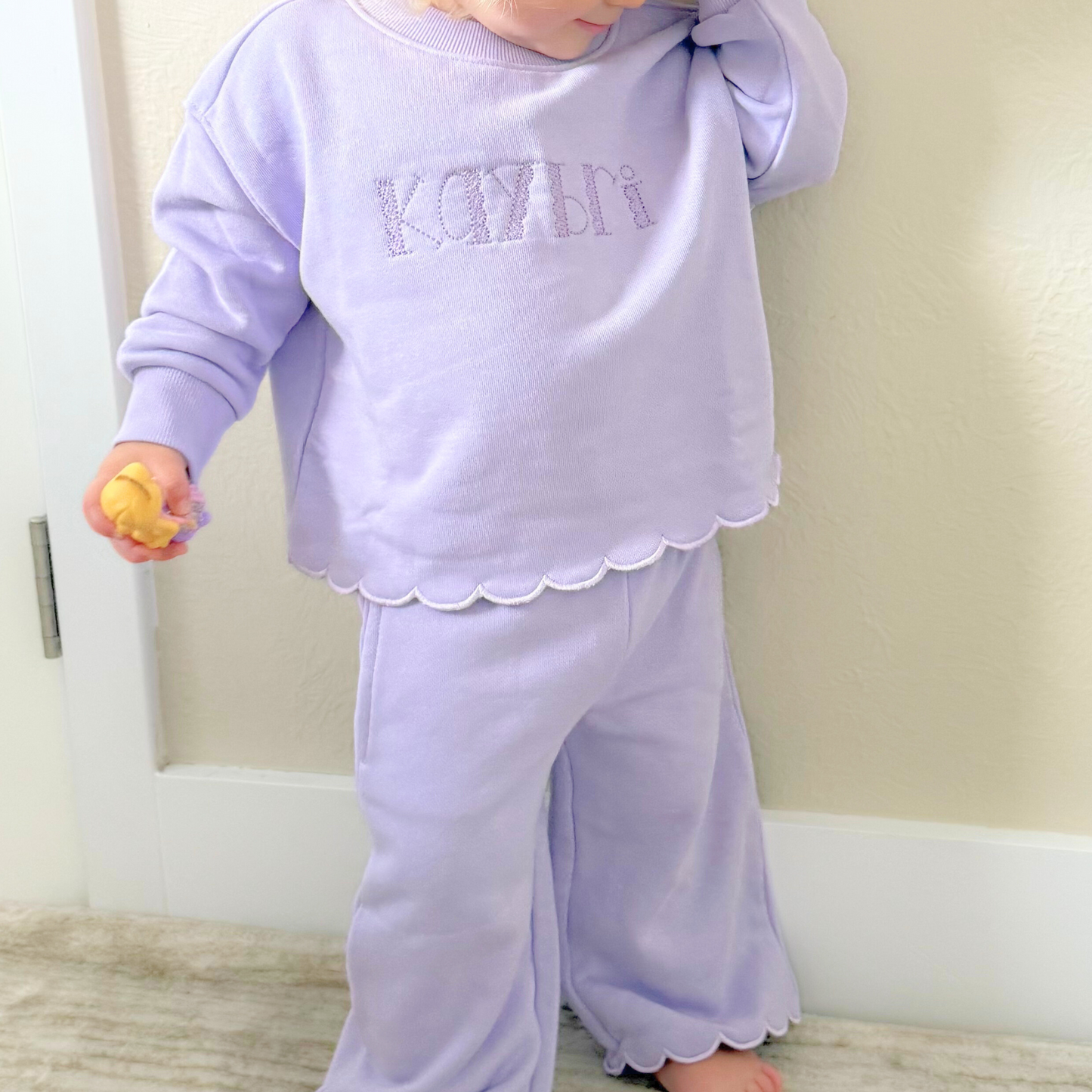 Girls Scalloped Sweatshirt Set