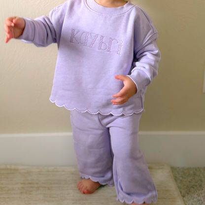 Girls Scalloped Sweatshirt Set