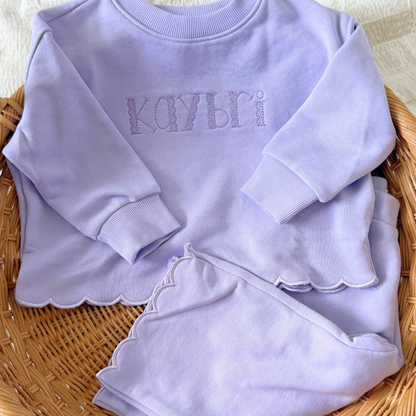 Girls Scalloped Sweatshirt Set