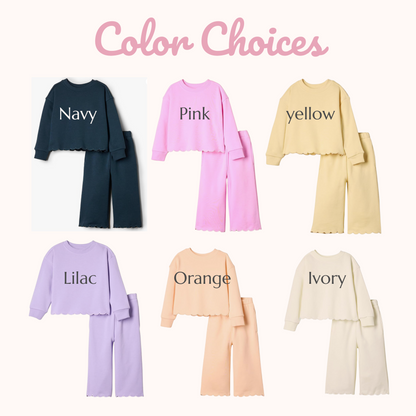 Girls Scalloped Sweatshirt Set