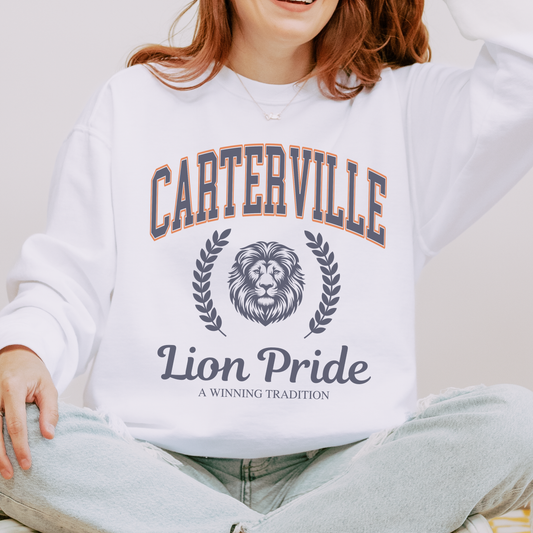Comfort Colors Carterville Lion Pride Sweatshirt - Cozy Unisex Apparel for Team Spirit, Casual Wear, Gifts, School Spirit, Athletic Events