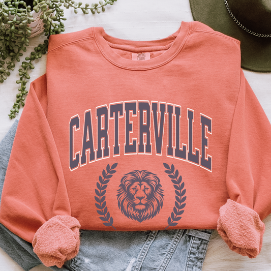 Comfort Colors Carterville Lion Pride Sweatshirt - Cozy Unisex Apparel for Team Spirit, Casual Wear, Gifts, School Spirit, Athletic Events