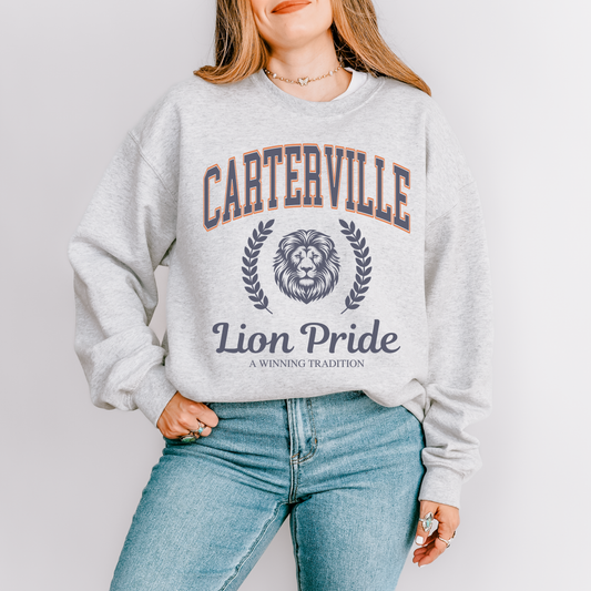 Carterville Lion Pride Sweatshirt | Unisex Crewneck | Perfect for Sports Events, School Spirit, Gifts, and Cozy Days