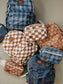 Rust Wavy Checkered Mini Backpack