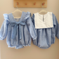Preorder-Blue Gingham Bubble Romper
