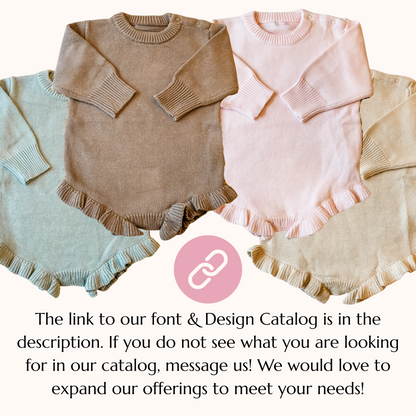 Personalized Embroidered Long Sleeve Ruffle Knit Romper