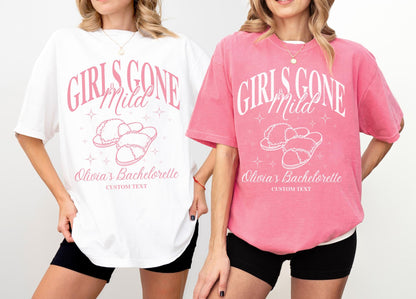 Girls Gone Mild Bachelorette Party Shirts Spa Bachlorette Custom Shirts Slumber Party Bach Tee Comfort Colors Oversized Tee For Bachelorette