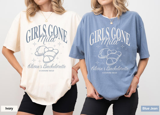 Girls Gone Mild Bachelorette Party Shirts Spa Bachlorette Custom Shirts Slumber Party Bach Tee Comfort Colors Oversized Tee For Bachelorette