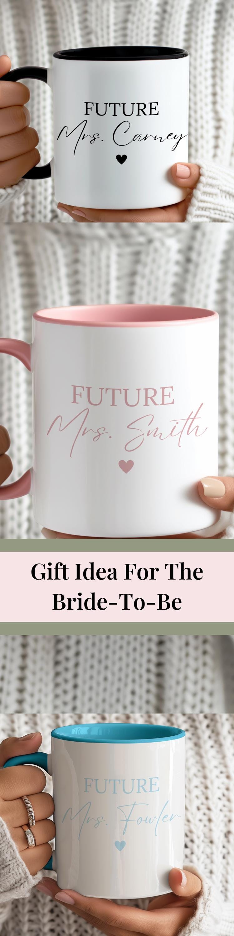 Personalized Future Mrs Mug For Fiancé Coffee Mug Gift For Bridal Shower Custom Gift Idea For Bride To Be Pink Mug For Future Mrs Custom Cup