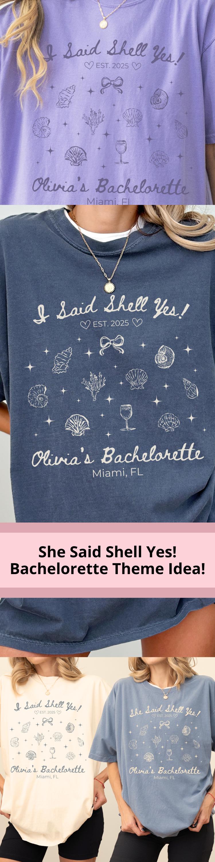 Personalized Bachelorette Matching Shirts Shell Yes Bachelorette Custom T Shirts For Bachelorette Party Beach Themed Bride Squad Tee Ideas