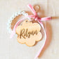 Custom Diaper Bag Keychain Engraved Name Charm Pink Bow Accessories Personalized Diaper Bag Tag Backpack Name Tag Keychain Kids Name Charm