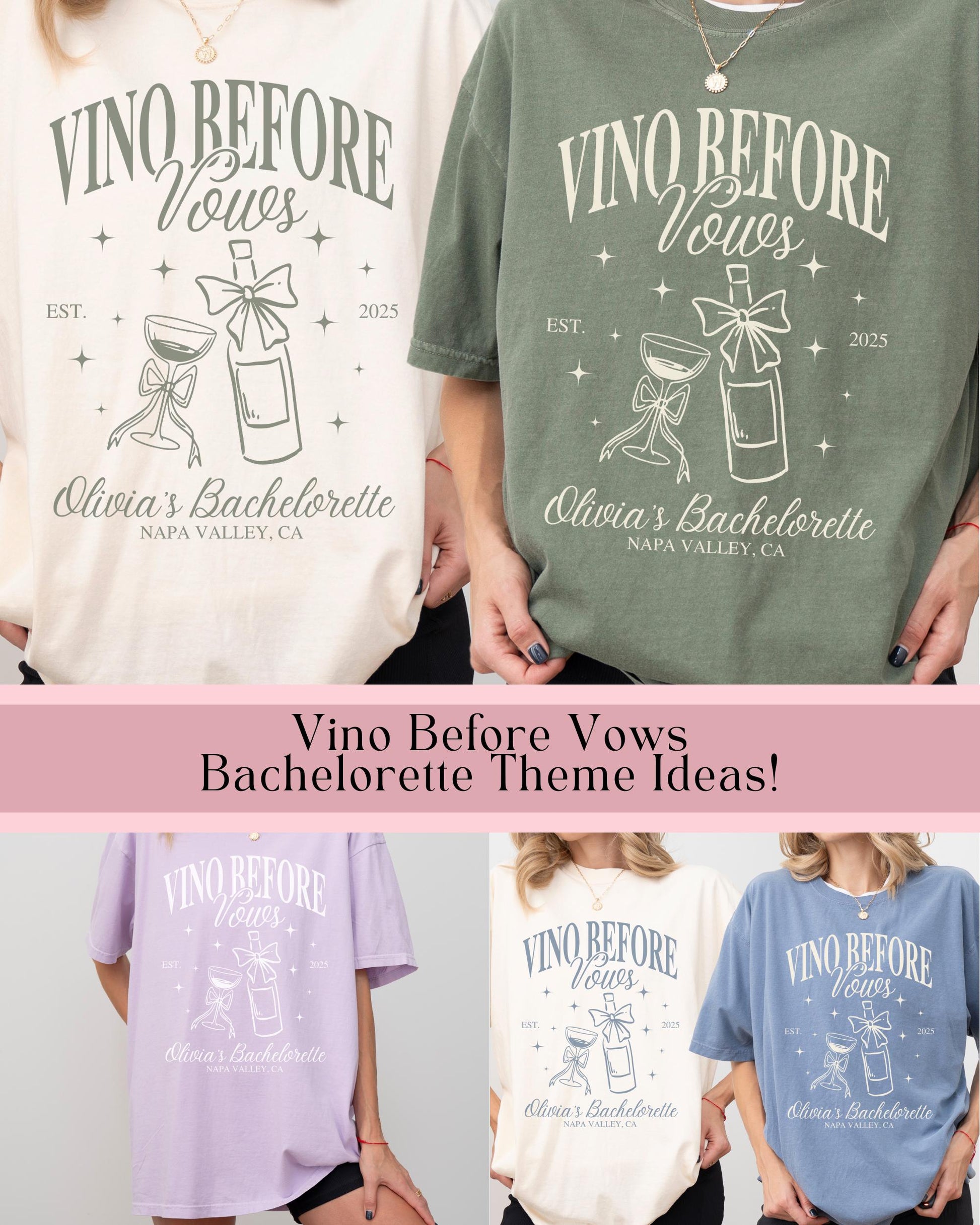 Custom Vino Before Vows Bachelorette Party Tee Comfort Colors Wine Themed Bachelorette Shirts Winery Girls Trip Wine Tasting Matching Tee