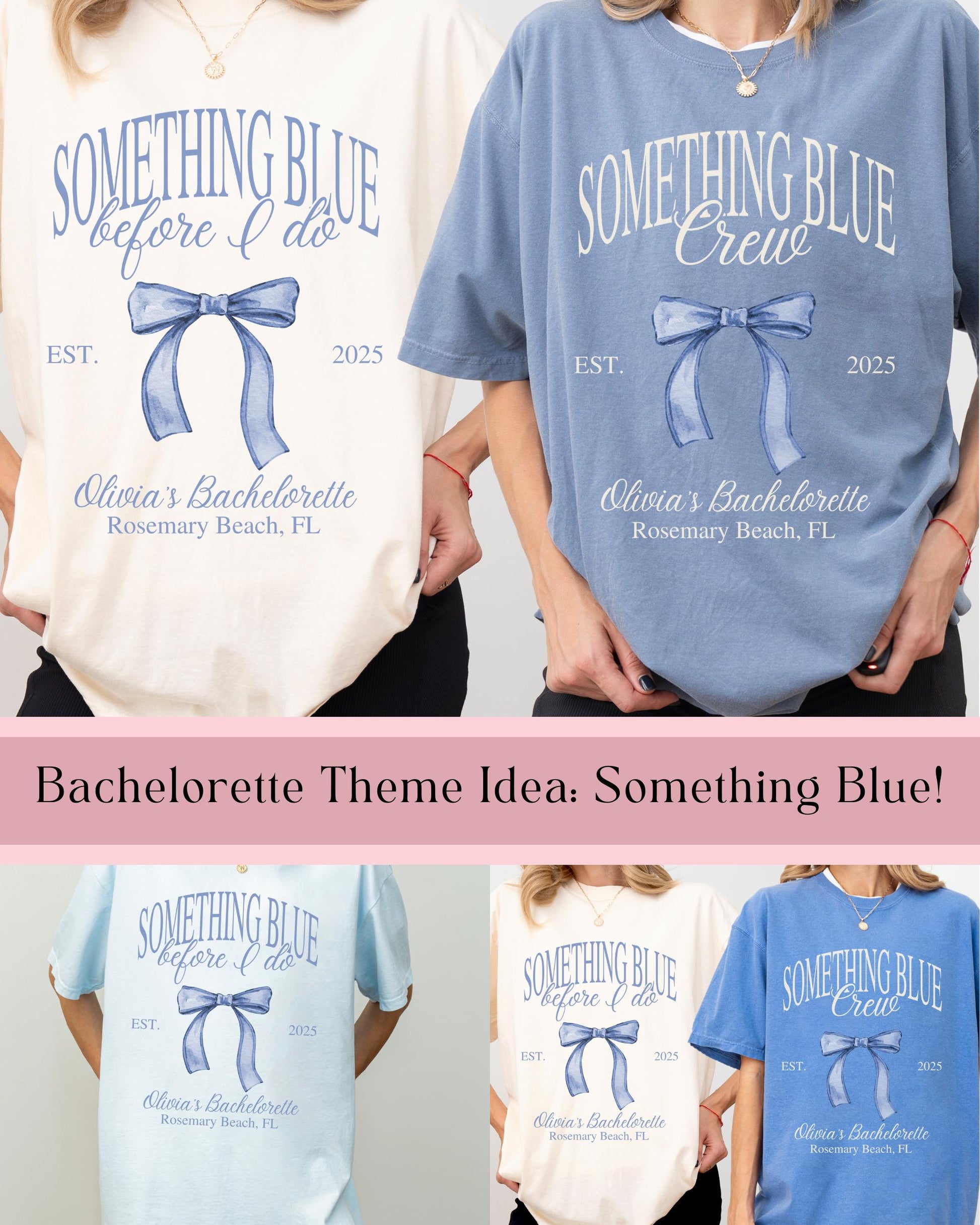 Personalized Something Blue Before I Do Bachelorette Shirts Custom Blue Bachelorette Party Matching Tee Comfort Colors Bow Themed Bach Idea