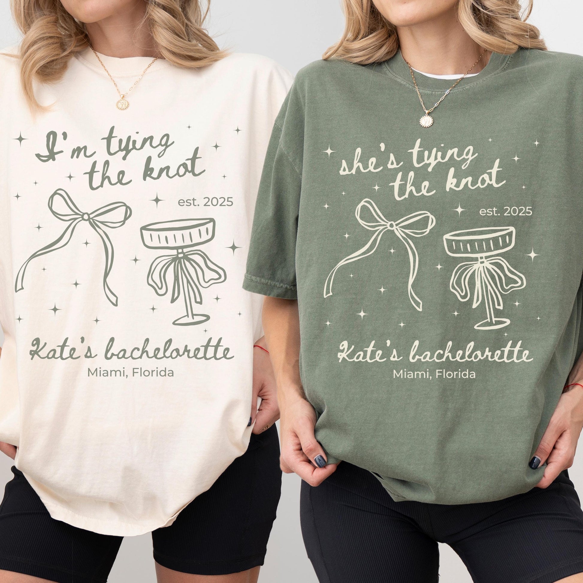 Custom Bow Bachelorette Tee Comfort Colors Moss