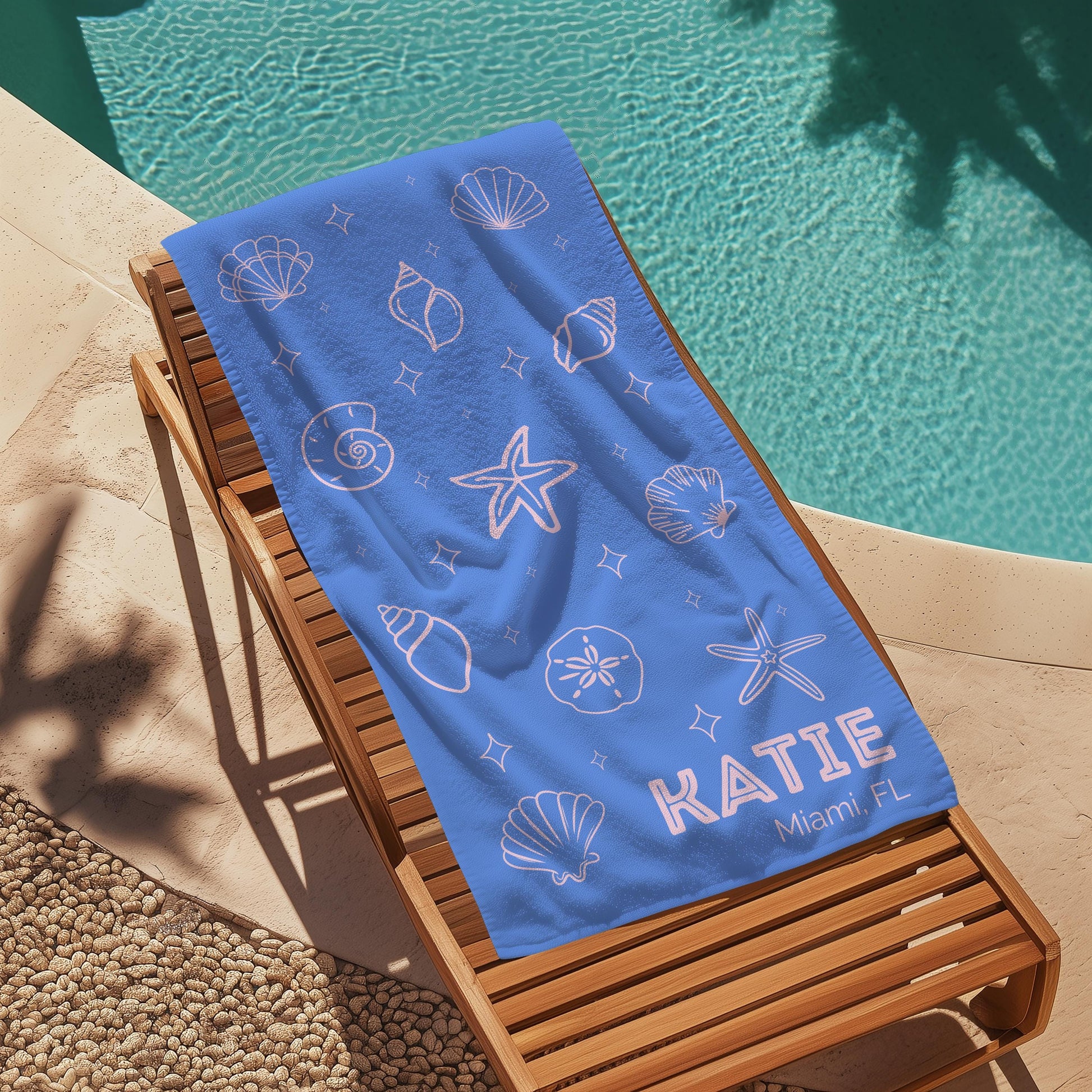 Personalized Seashell Pool Towel Monogram Initial