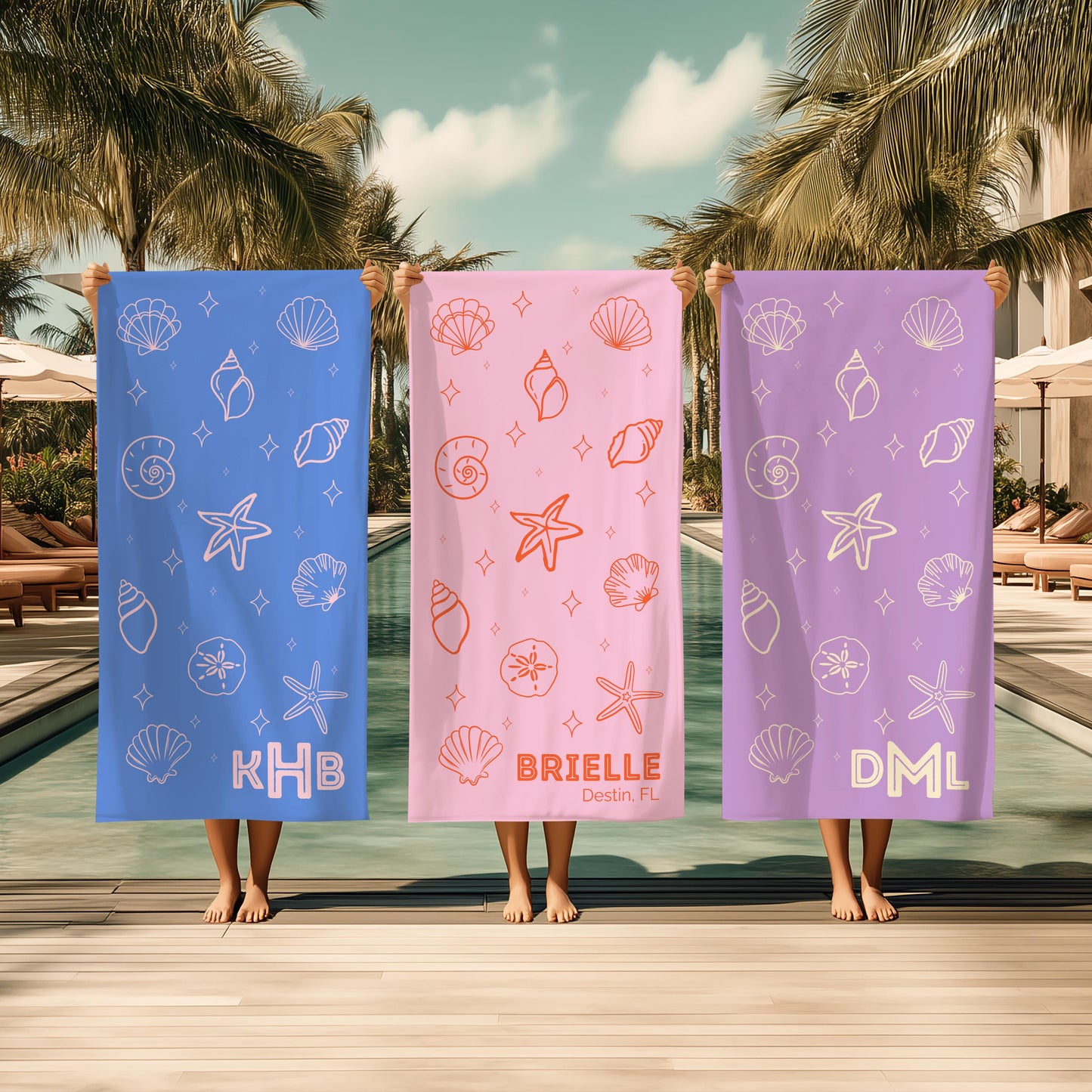 Custom Bachelorette Beach Towels Personalized Seashell