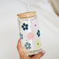 Sipper Glass Cup Flower Custom Iced Latte Cup Engraved