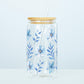 Personalized Engraved Name Glass Something Blue Bridesmaid Tumbler Custom Bridesmaid Sipper Glass Flower Iced Coffee Cup Bridesmaid Gift