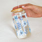 Personalized Engraved Name Glass Something Blue Bridesmaid Tumbler Custom Bridesmaid Sipper Glass Flower Iced Coffee Cup Bridesmaid Gift
