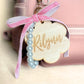 Custom Diaper Bag Keychain Engraved Name Charm Pink Bow Accessories Personalized Diaper Bag Tag Backpack Name Tag Keychain Kids Name Charm
