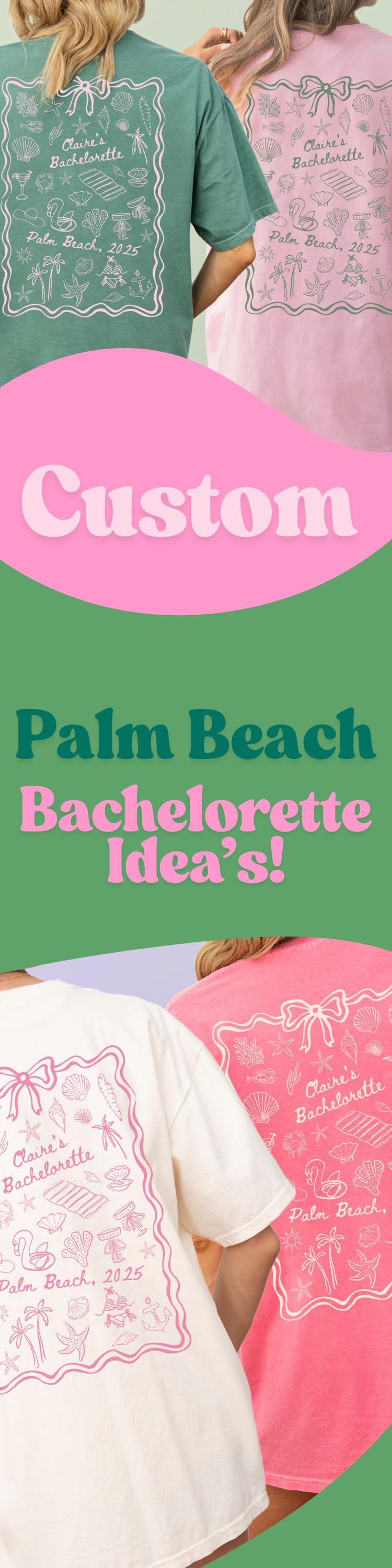 Personalized Bachelorette Party Matching Outfits Custom Palm Beach Shirt For Beach Bachelorette Coastal Girls Trip Tee Bridesmaid Seashell