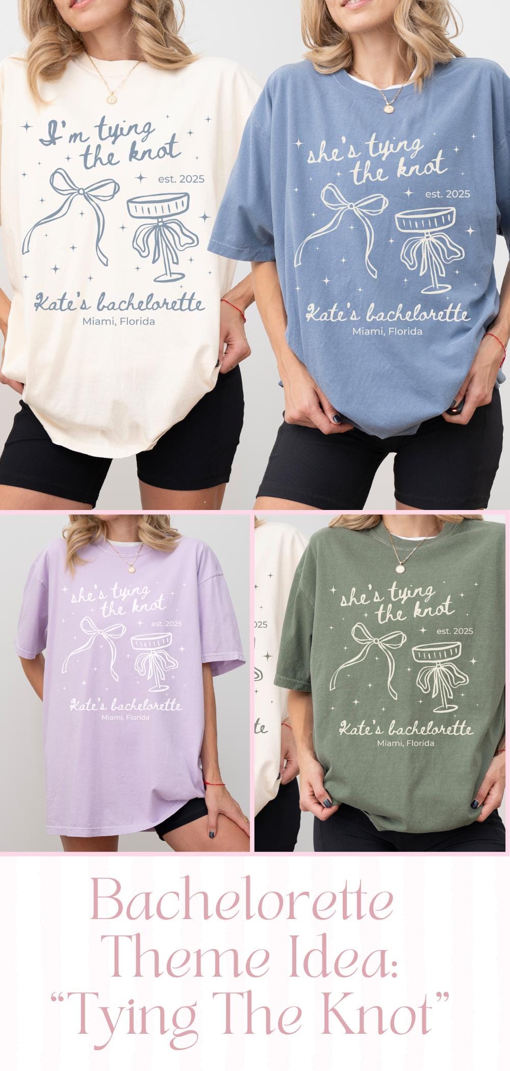 Personalized Tying The Knot Shirt Custom Bow Bachelorette Tee Comfort Colors Bride Squad T Shirt Bridesmaid Matching Girls Trip Apparel Idea