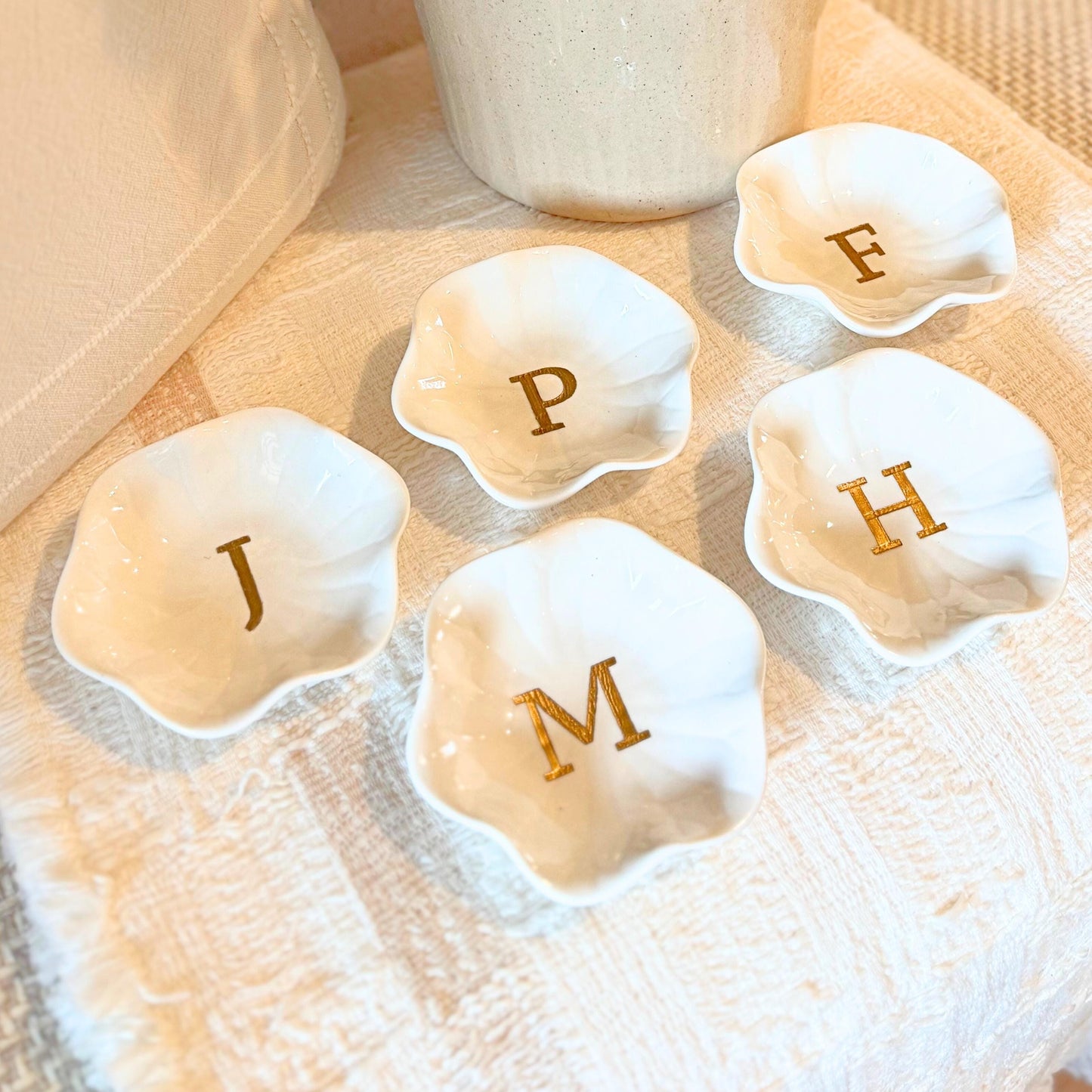 Personalized Jewelry Dish Monogrammed Initial Engraved Ring Holder Dish Custom Name Trinket Tray Scalloped Jewelry Holder Teenager Gift Idea