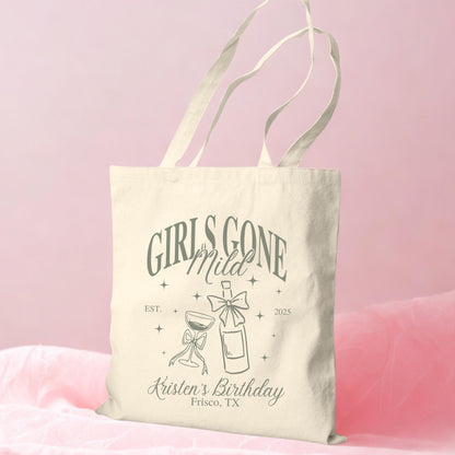 Personalized Girls Gone Mild Tote Bag Bachelorette Party Gift Idea For Bridesmaid Girls Trip Tote For Bachelorette Weekend Bag Chill Theme