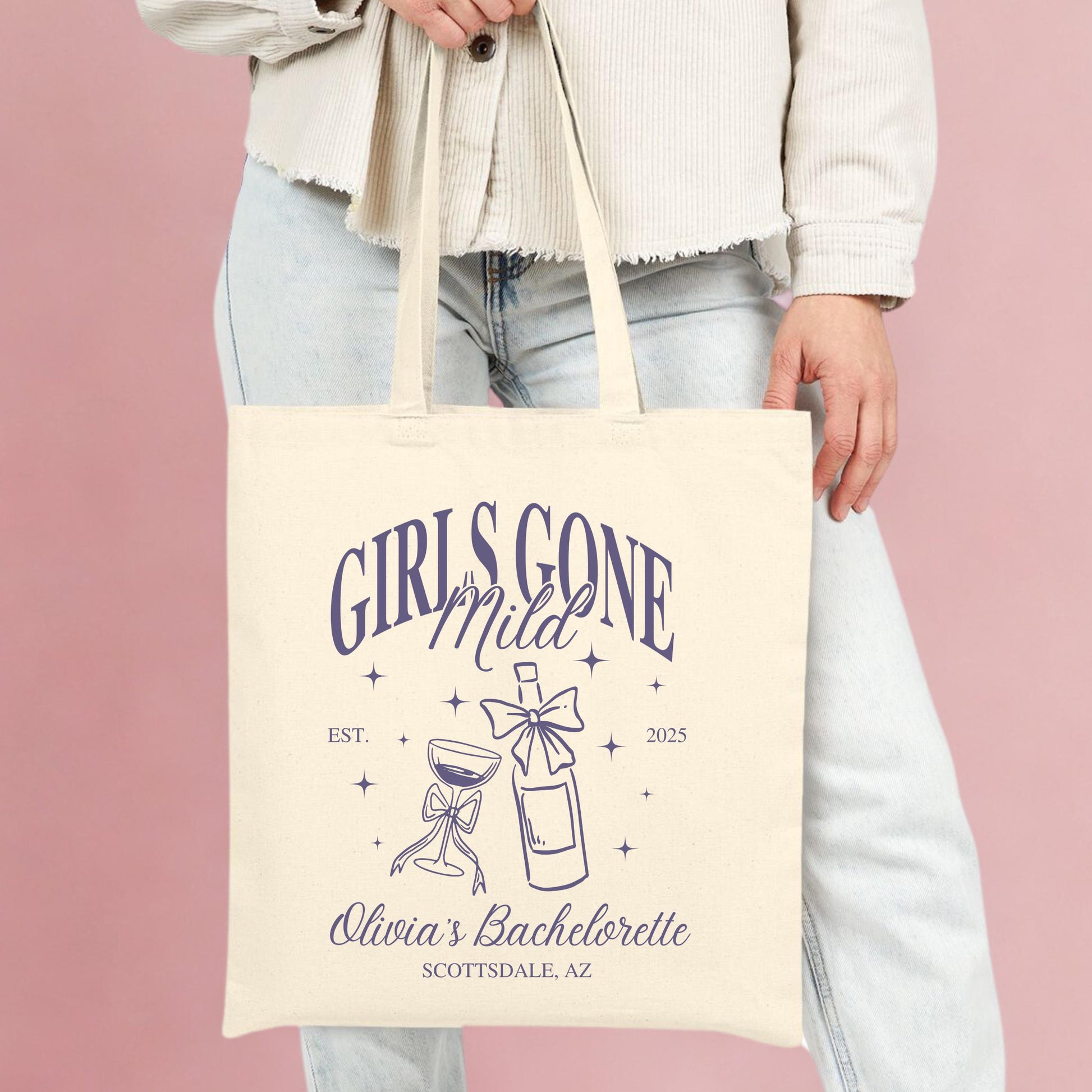 Personalized Girls Gone Mild Tote Bag Bachelorette Party Gift Idea For Bridesmaid Girls Trip Tote For Bachelorette Weekend Bag Chill Theme