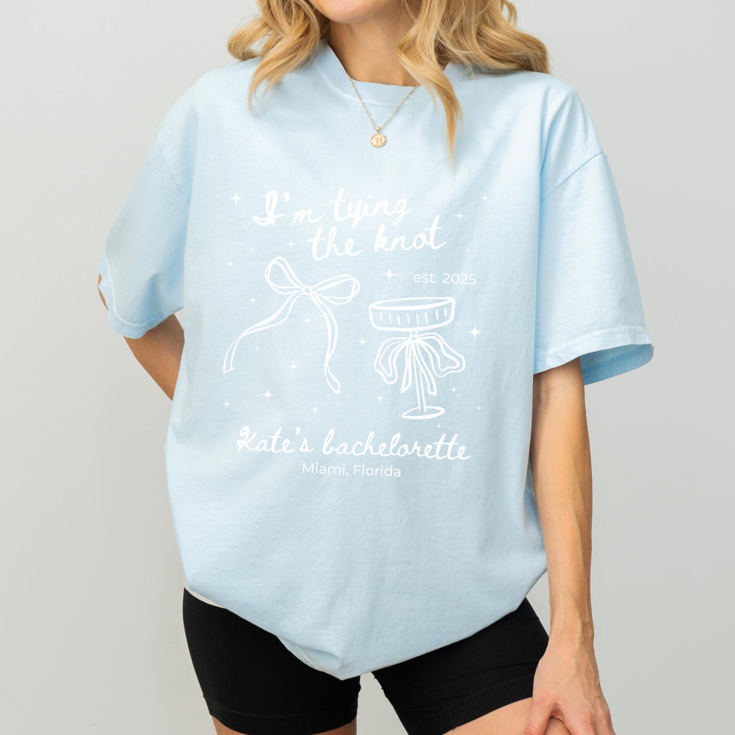 Personalized Bow Themed Bachelorette Shirt Idea Custom Bridal Party Shirts With Bow Group T Shirt Comfort Colors Tying The Knot Theme Idea