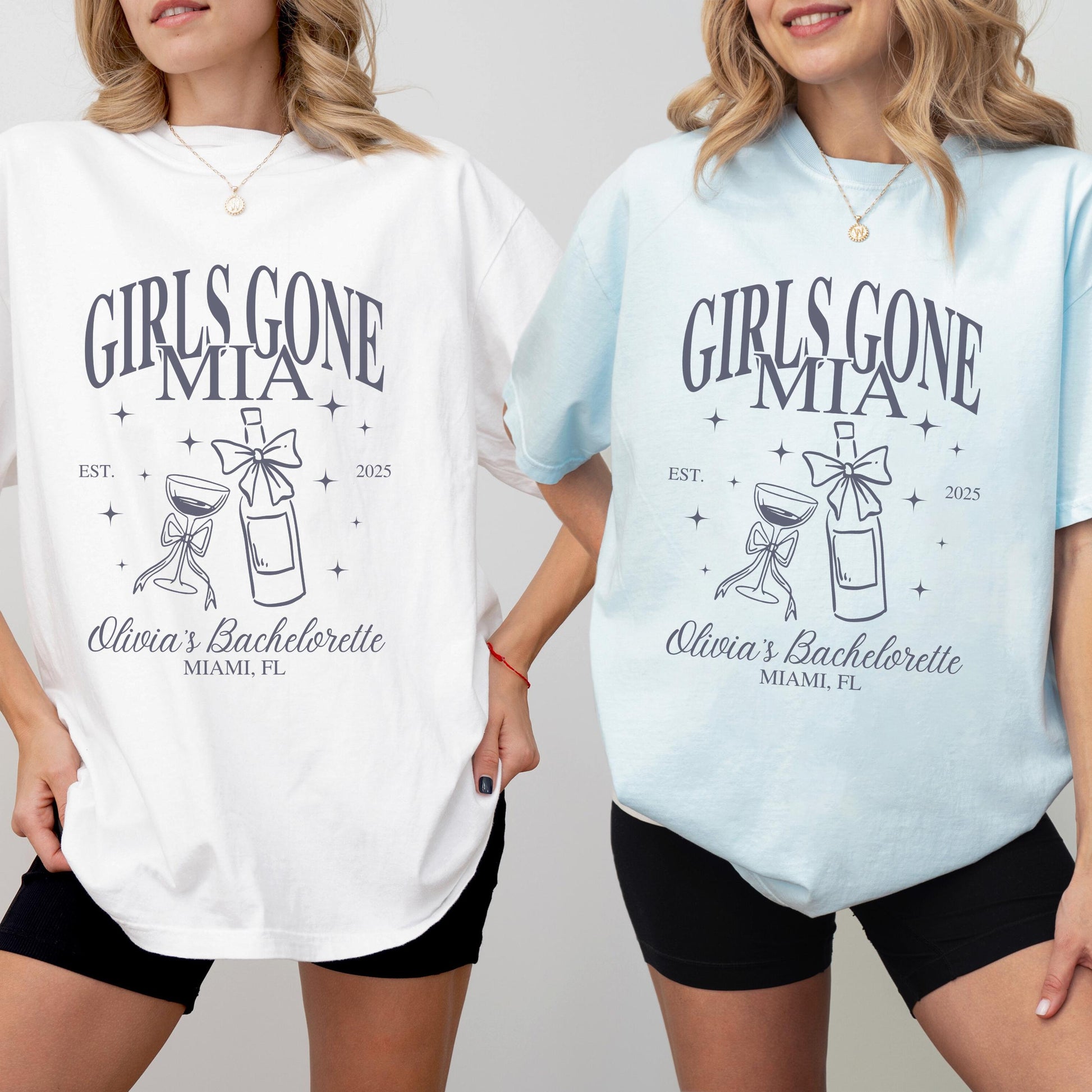 Personalized Miami Bachelorette Shirts Beach Bachelorette Party Custom Girls Gone MIA Bach Party T Shirt Miami Bachelorette Ideas Coastal