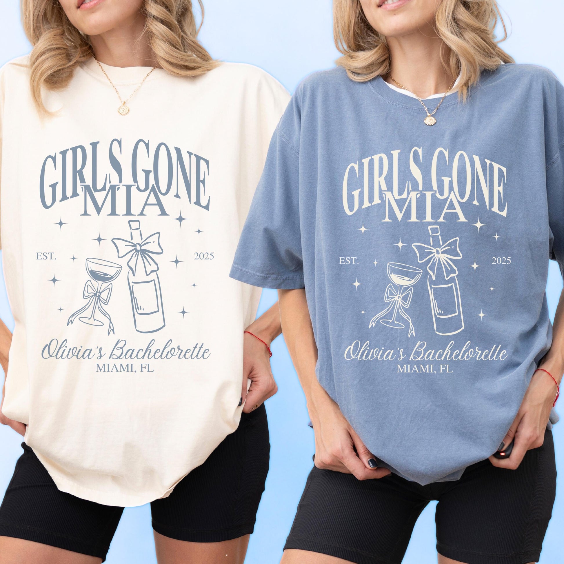Personalized Miami Bachelorette Shirts Beach Bachelorette Party Custom Girls Gone MIA Bach Party T Shirt Miami Bachelorette Ideas Coastal