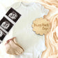 Personalized Baby Announcement Wood Circle Scalloped Name Photo Sign