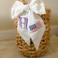 Custom 4th Of July Wreath Sash Embroidered Patriotic Wreath Bow Monogram Initial Embroidery American Flag Wreath Ribbon Independence Day