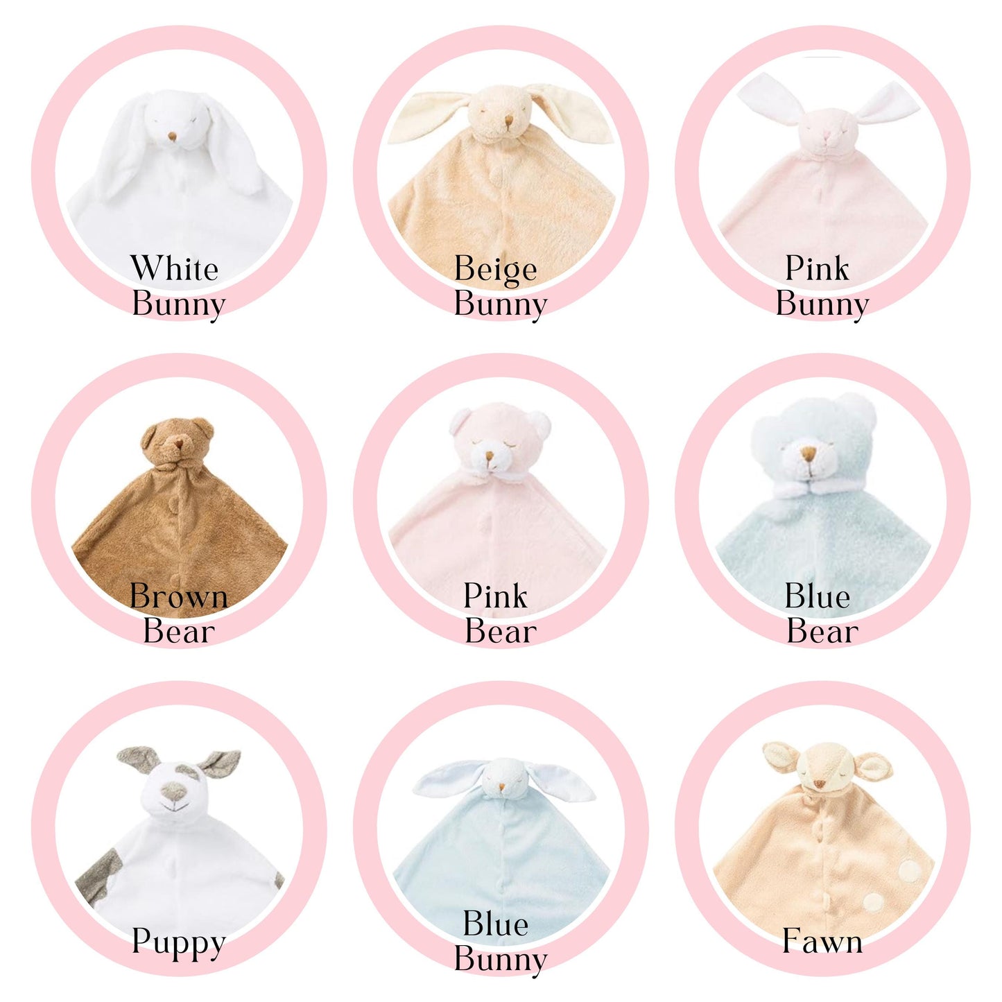 Personalized Baby Lovey Custom Name Blanket Embroidered Infant Gift Newborn Comfort Toy Security Snuggle Animal Baby Shower Present Keepsake