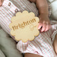 Personalized Baby Name Announcement Sign Wood Circle Custom Engraved Name Sign for Newborn Pictures Hospital Photo Prop Baby Plaque Keepsake