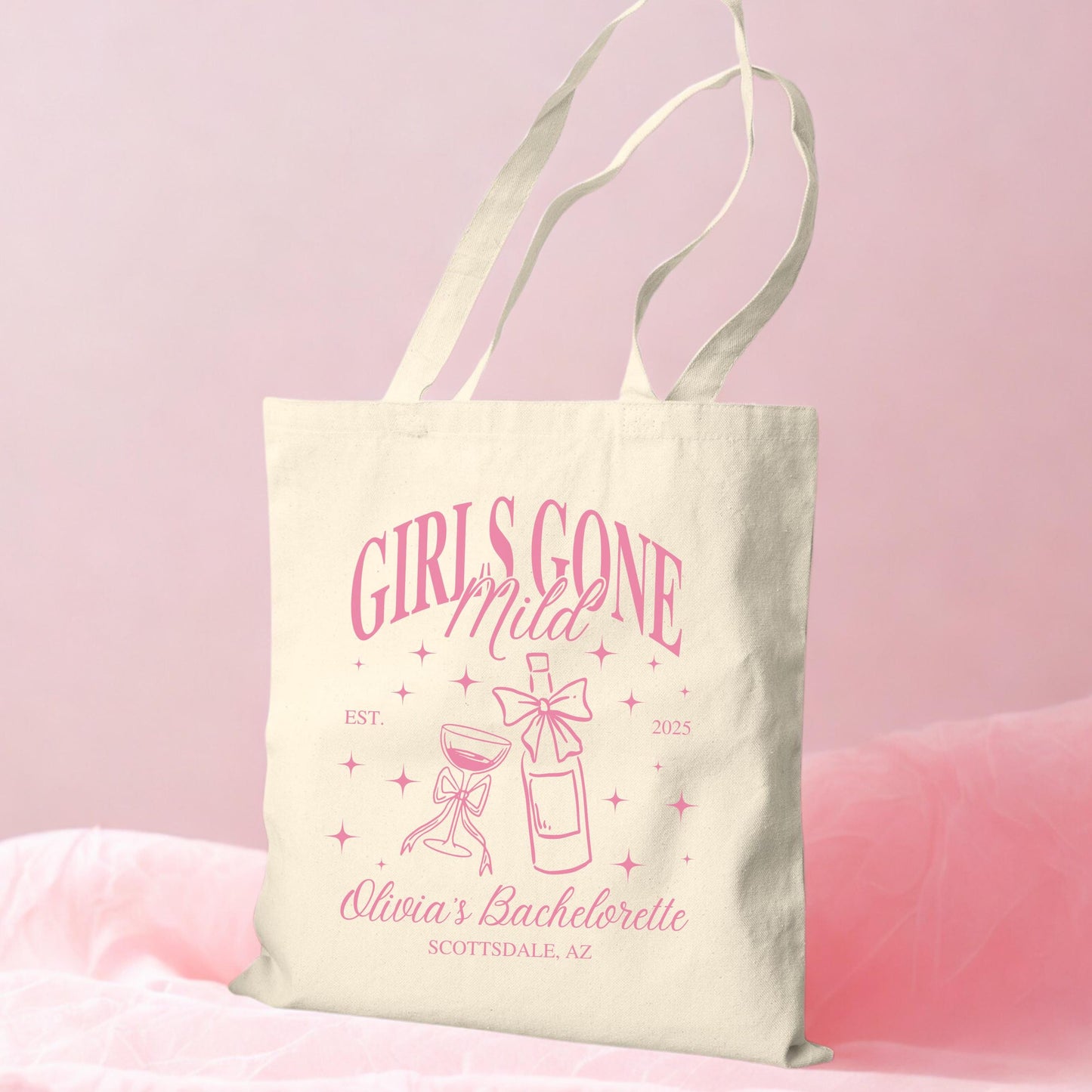 Personalized Girls Gone Mild Tote Bag Bachelorette Party Gift Idea For Bridesmaid Girls Trip Tote For Bachelorette Weekend Bag Chill Theme