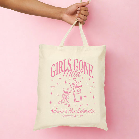 Personalized Girls Gone Mild Tote Bag Bachelorette Party Gift Idea For Bridesmaid Girls Trip Tote For Bachelorette Weekend Bag Chill Theme