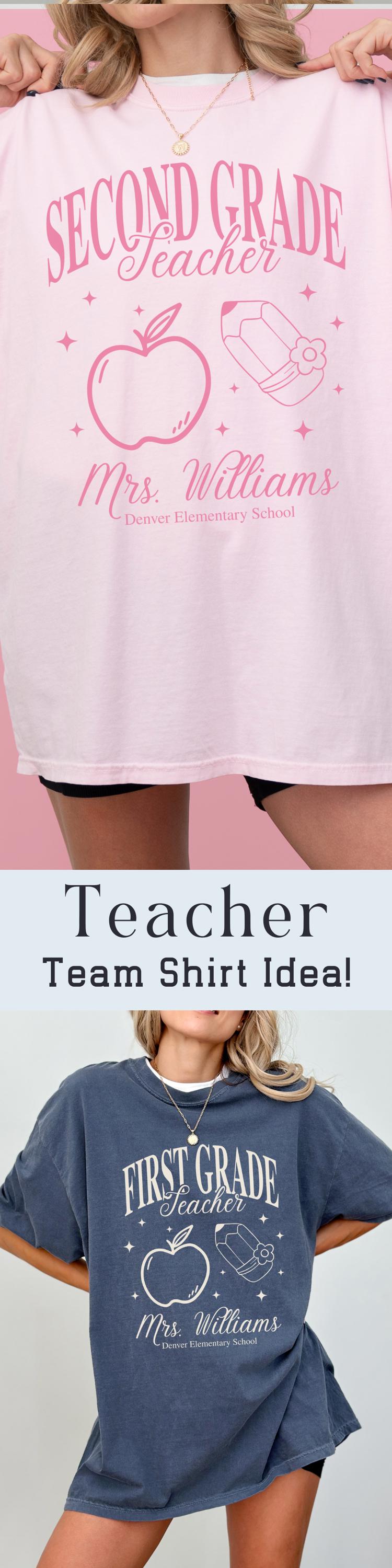 Personalized Fifth Grade Matching Teacher Shirt Idea Custom Teacher Name Grade Level Team Shirts 5th Grade Squad Tee School Name Gift Idea