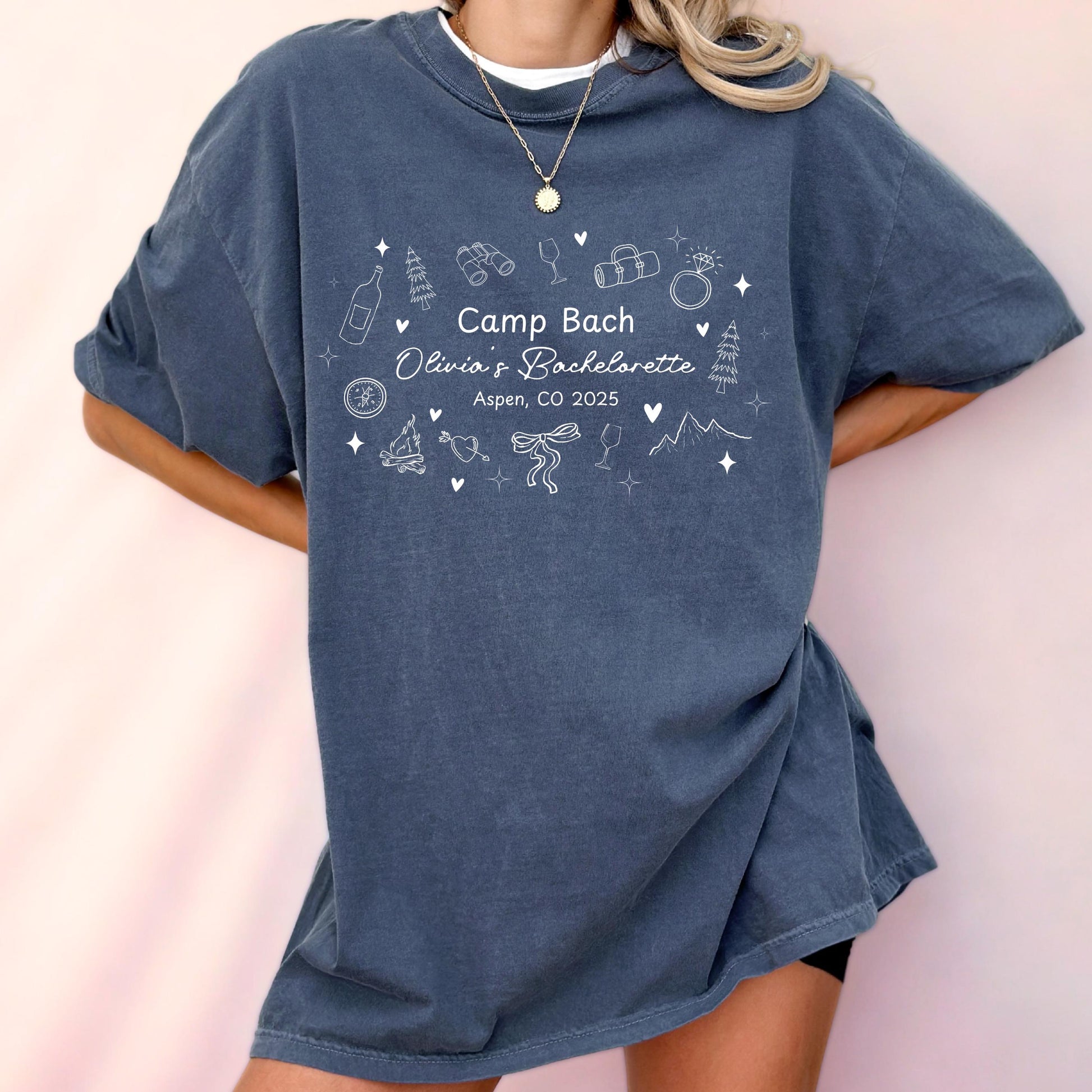 Custom Camping Themed Bachelorette Shirt Idea Mountain Bachelorette Party Personalized Tee Colorado Bachelorette Camping Trip Girls Weekend