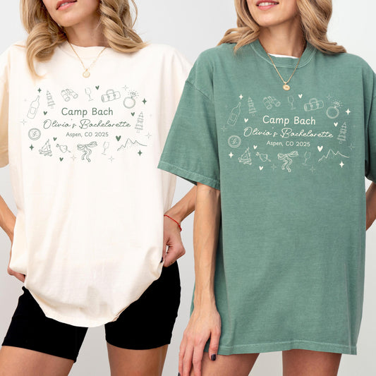 Custom Camping Themed Bachelorette Shirt Idea Mountain Bachelorette Party Personalized Tee Colorado Bachelorette Camping Trip Girls Weekend