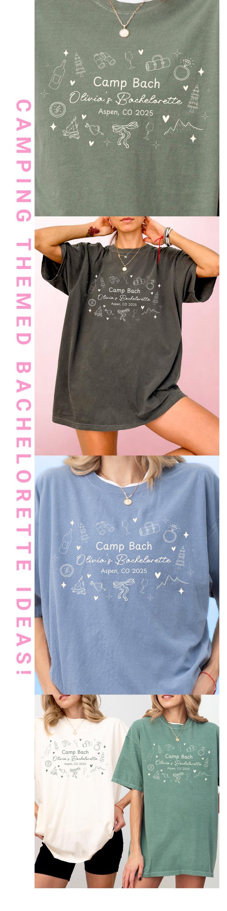 Personalized Camp Bachelorette Shirt Camping Themed Bachelorette Party Custom Group Bridesmaid Matching Tee Camping Trip Bach Party Ideas