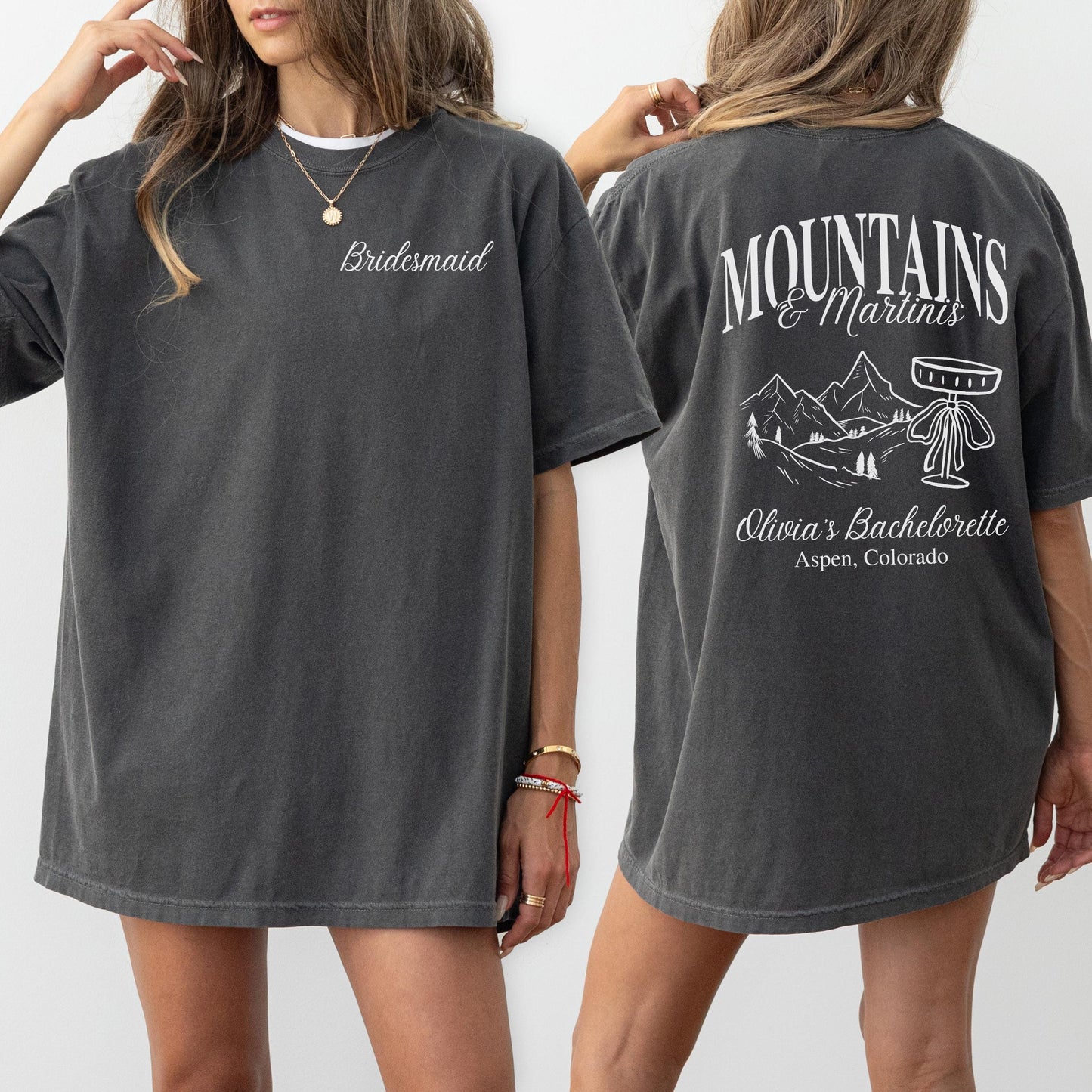 Personalized Mountain Bachelorette Trip Shirt Idea Mountains And Martinis Bachelorette Theme Tee Comfort Colors Custom Bridesmaid T Shirt