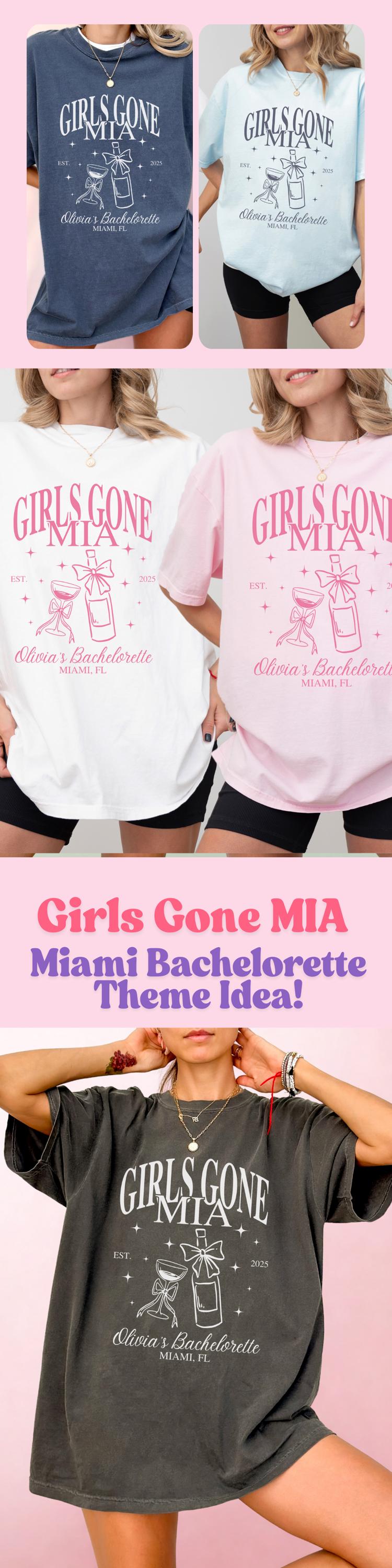 Personalized Miami Bachelorette Shirts Beach Bachelorette Party Custom Girls Gone MIA Bach Party T Shirt Miami Bachelorette Ideas Coastal