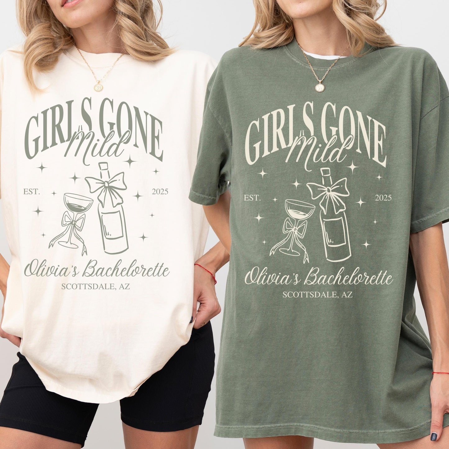 Personalized Girls Gone Mild Shirts Custom Mild Bachelorette Party Tee Matching Shirts For Slumber Party Bridesmaid Shirts For Sleepover Tee