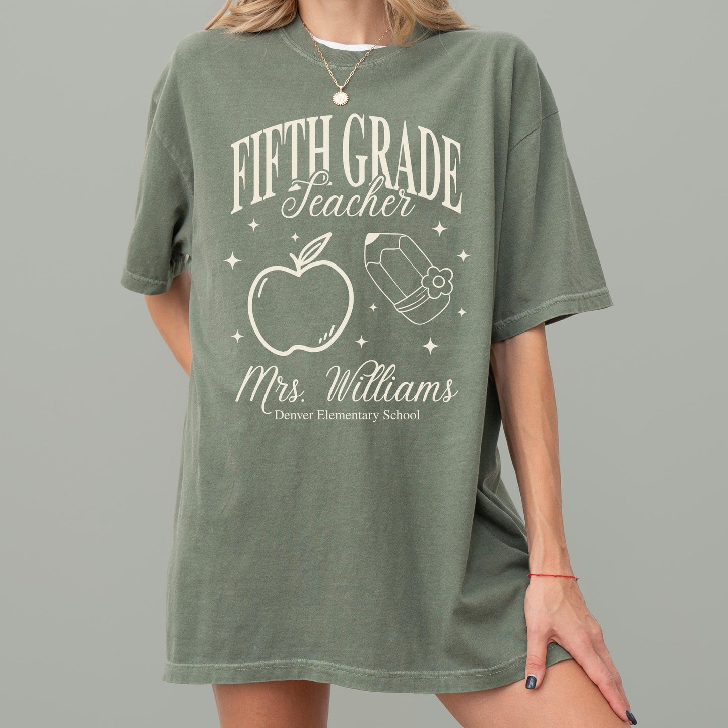 Personalized Fifth Grade Matching Teacher Shirt Idea Custom Teacher Name Grade Level Team Shirts 5th Grade Squad Tee School Name Gift Idea